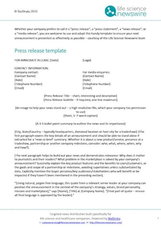 Press release template comp